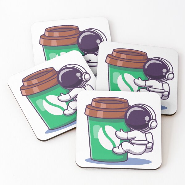 Item preview, cute astronaut with coffee cup cartoon collection designed and sold by artPS.