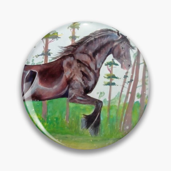 Item preview, Friesian stallion galloping gouache painting designed and sold by horseaddicted.