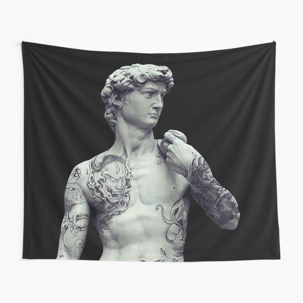 Estatua de dios griego romano tatuado, escultura Tela decorativa