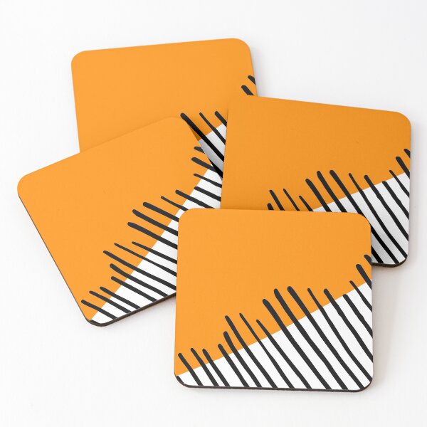Item preview, Colorful Geometric Modern Abstract Design | Bright Orange Background with Diagonal Black Stripes designed and sold by ukoko.