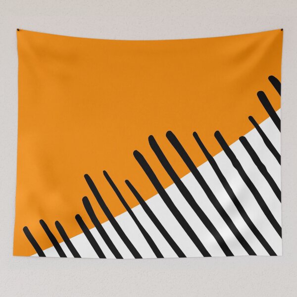 Item preview, Colorful Geometric Modern Abstract Design | Bright Orange Background with Diagonal Black Stripes designed and sold by ukoko.