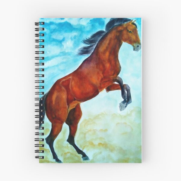 Item preview, Bay horse rearing watercolor painting designed and sold by horseaddicted.
