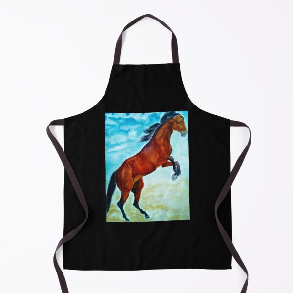 Item preview, Bay horse rearing watercolor painting designed and sold by horseaddicted.