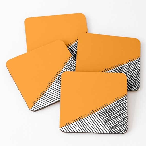 Item preview, Colorful Geometric Modern Abstract Design | Bright Orange Background with Diagonal Black Thin Stripes & Crosshatch Pattern designed and sold by ukoko.