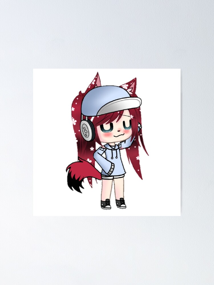 White Blue On White Cute Gacha Character Poster For Sale By Gacha Art Redbubble