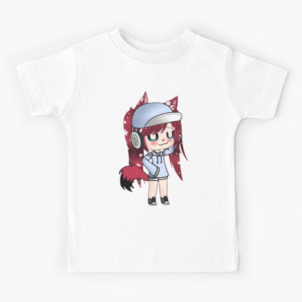 White & blue on white cute Gacha character Kids T-Shirt