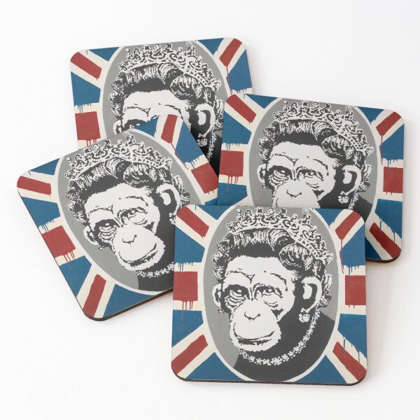 Item preview, BANKSY Monkey Qhueen British Flag Spray Paint Stencil designed and sold by WE-ARE-BANKSY.