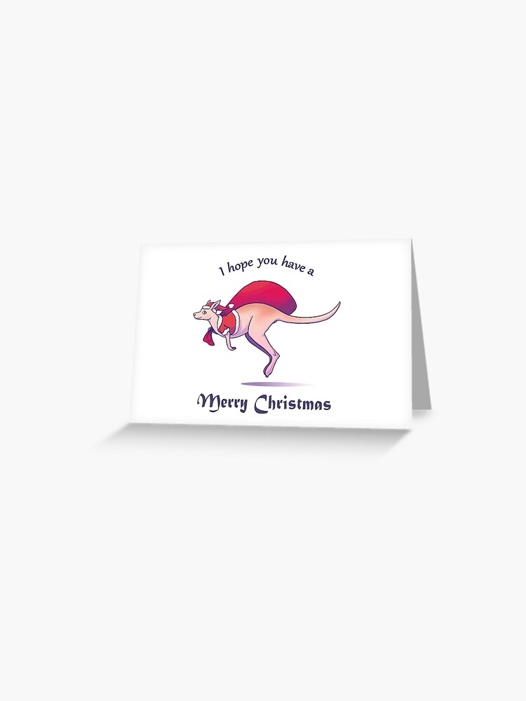 Thumbnail 1 of 2, Greeting Card, Merry Aussie Christmas - Australian Kangaroo Santa Claus designed and sold by KatieCrooked.