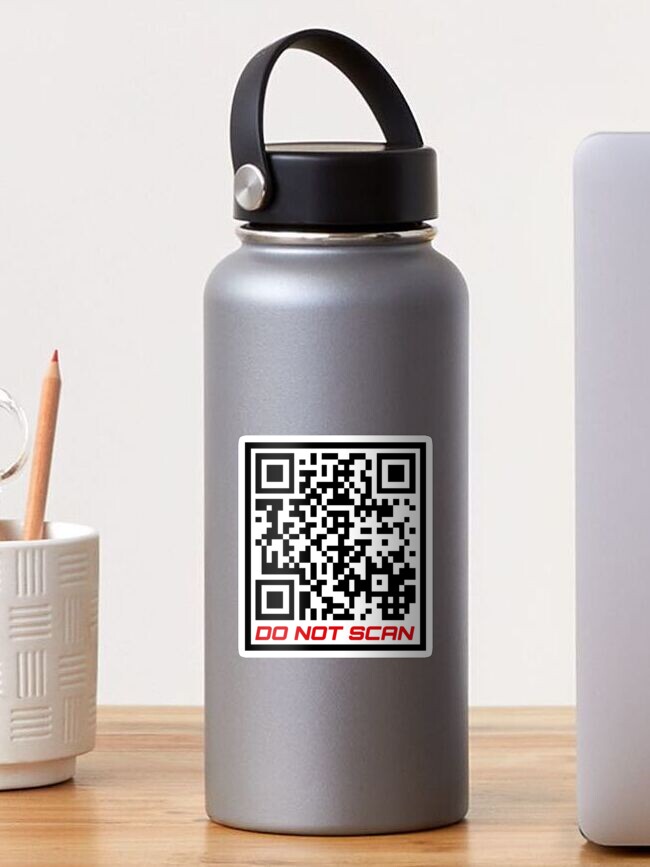 Rick Roll Your Friends Qr Code That Links To Rick Astley S Never Gonna Give You Up Youtube Music Video Sticker By Apexfibers Redbubble - kiss me through the phone roblox id