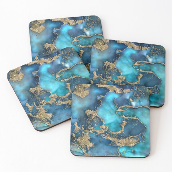Item preview, Dreamy Blue Teal and Gold designed and sold by k9printart.