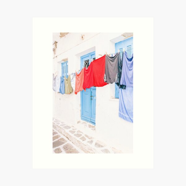 Item preview, 505. Laundry drying in the street, Mykonos, Greece designed and sold by Julie Travel Photography.