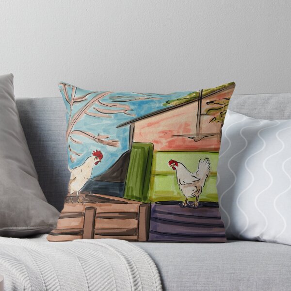 Item preview, Backyard with chickens colorful sketch designed and sold by NaliniLe.