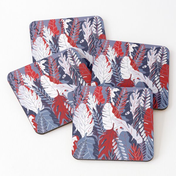 Item preview, Bold leaves pattern - blue designed and sold by MarineTreasury.