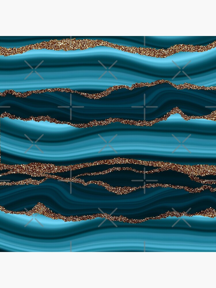 Abstract Teal Blue And Gold Marble Strokes by MysticMarble