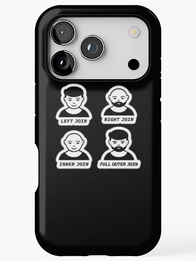 Thumbnail 1 of 4, iPhone Case, Types of Table Joins in SQL, Left Join, Right Join, Inner Join, Full Outer Join, SQL Server, Database Development, Software Engineer, Computer Science, Programming Humor designed and sold by Max-Wear.