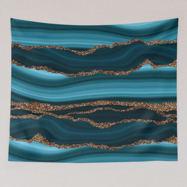 Item preview, Abstract Teal Blue And Gold Faux Marble Strokes designed and sold by MysticMarble.