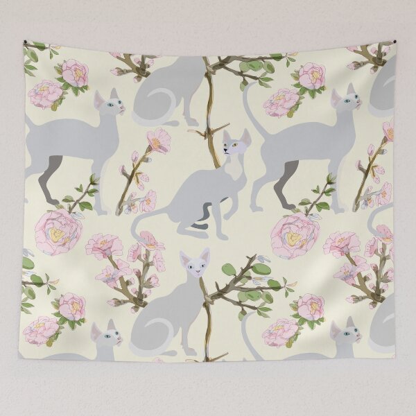 Aperçu de l'œuvre Motif floral de chat siamois créée et vendue par SeizeTheCat.