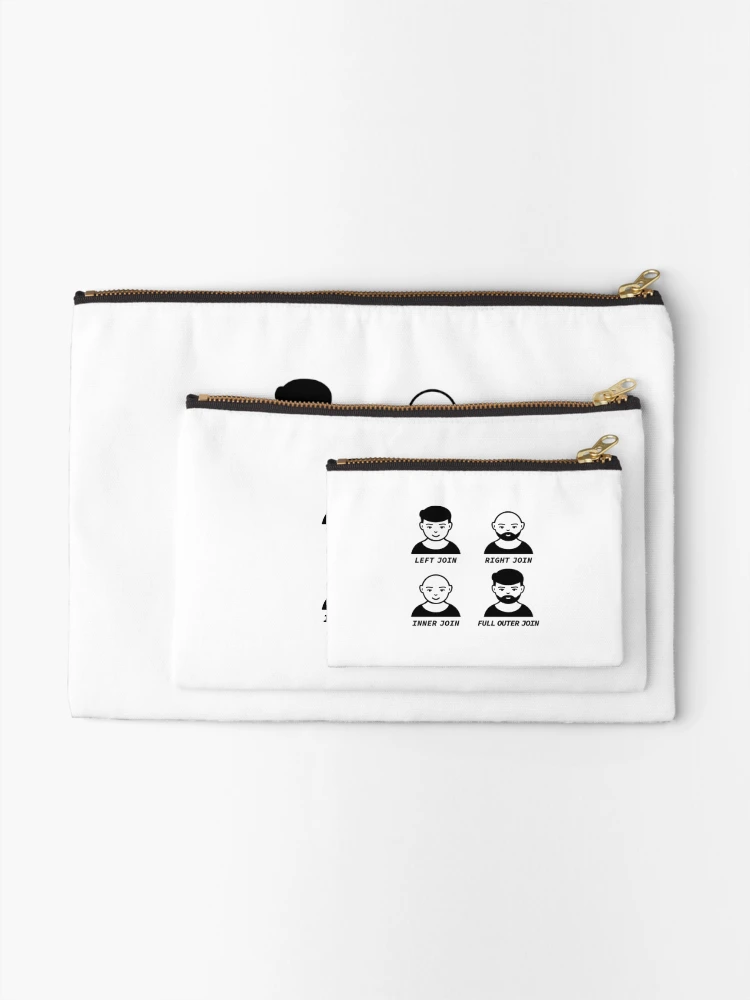 Thumbnail 2 of 4, Zipper Pouch, Types of Table Joins in SQL, Left Join, Right Join, Inner Join, Full Outer Join, SQL Server, Database Development, Software Engineer, Computer Science, Programming Humor, Light designed and sold by Max-Wear.