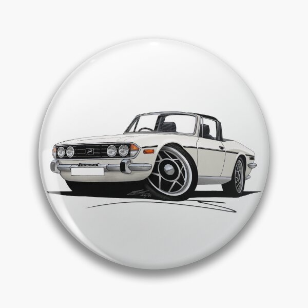 Artikelvorschau, Triumph Stag White (mit schwarzem Interieur) entworfen und verkauft von Yeomans Cartoons.