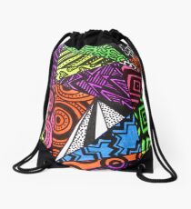 Abstract Fluoro Geometric 1 Drawstring Bag