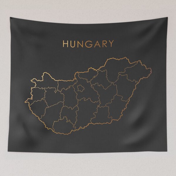 Item preview, Hungary Gold Outline Map with States designed and sold by Alo.
