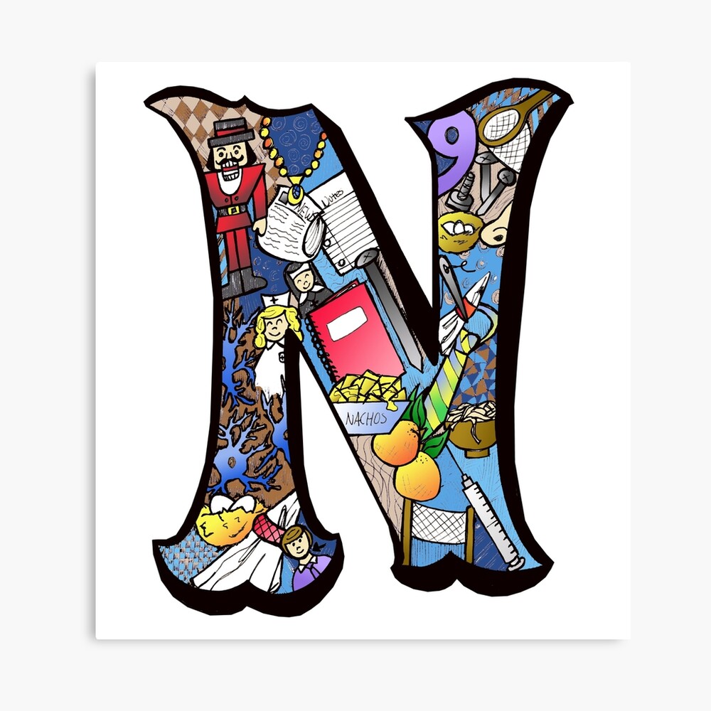 &ldquo;Doodle Letter N&rdquo; Canvas Print by missmann | Redbubble