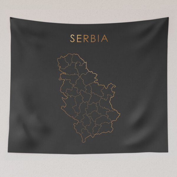 Item preview, Serbia Gold Outline Map with State Boundaries designed and sold by Alo.