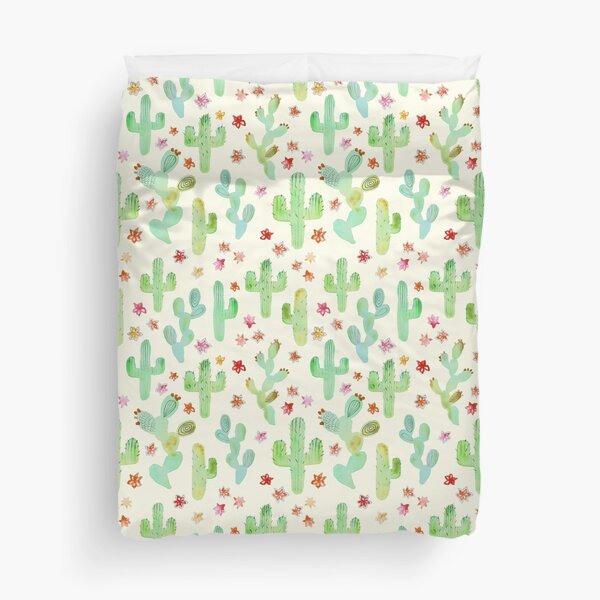 Watercolor Cacti Duvet Cover