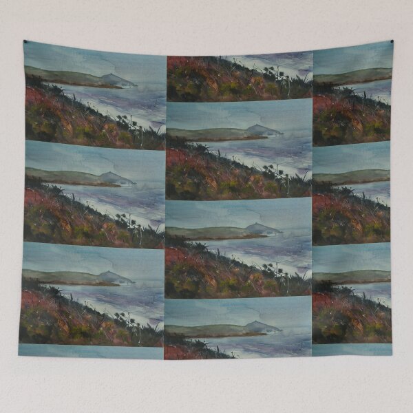 Item preview, Rame Head in Cornwall overlooking Whitsand Bay watercolor painting designed and sold by MikeJory.