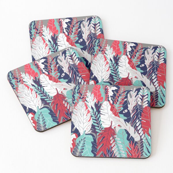 Item preview, Bold leaves pattern - Teal designed and sold by MarineTreasury.