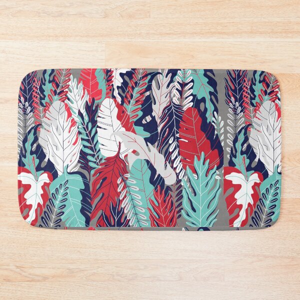 Item preview, Bold leaves pattern - Teal designed and sold by MarineTreasury.