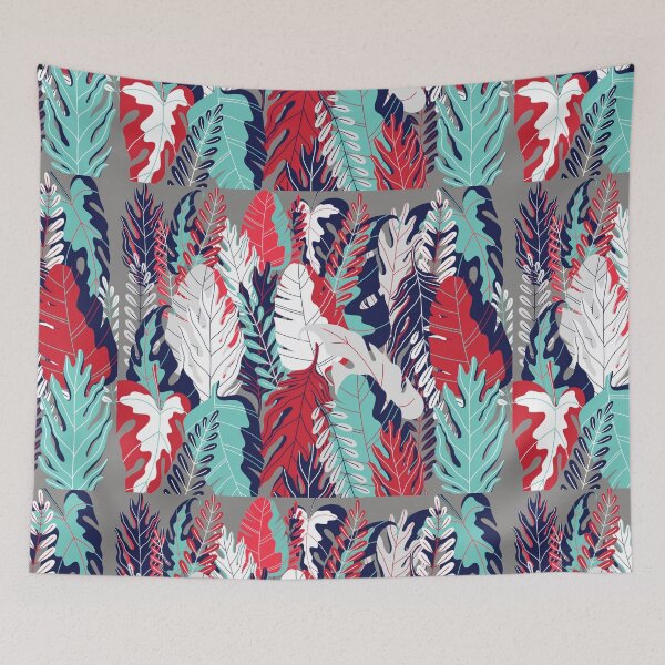 Item preview, Bold leaves pattern - Teal designed and sold by MarineTreasury.