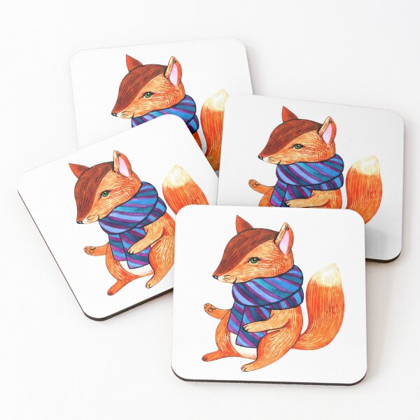 Item preview, Watercolor cute fox character in a warm scarf - winter collection designed and sold by Elena Tomilova.
