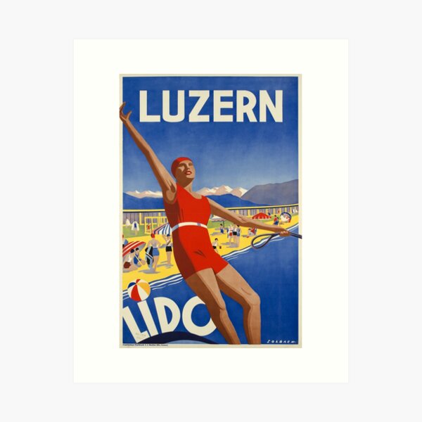 Aperçu de l'œuvre retro luzern lido    vintage reclame créée et vendue par CorasPosters.