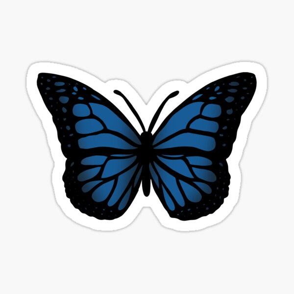 "Dark Blue Butterfly" Sticker by TheSketchLab Redbubble