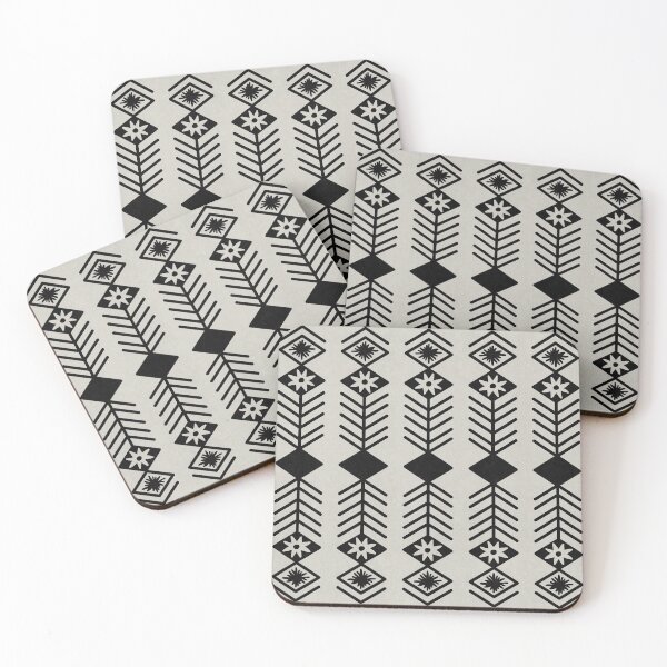 Item preview, Minimal tribal aztec with flowers black on neutral designed and sold by misentangled.