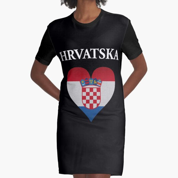 Croatia Hrvatska Country Heart Flag Gift Graphic T-Shirt Dress