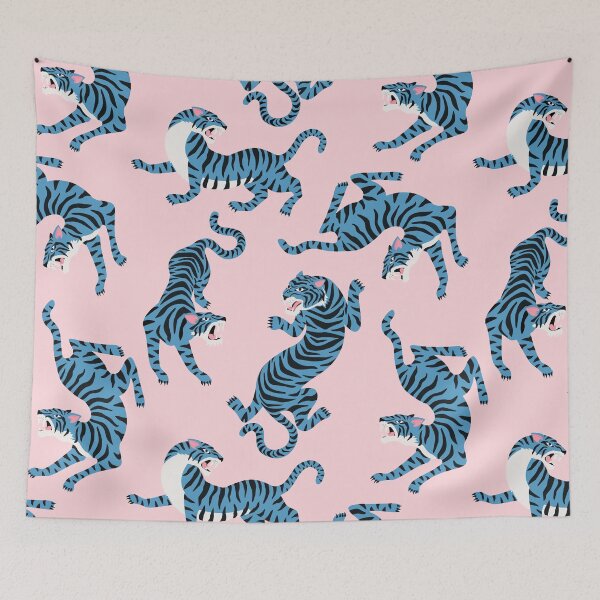 Item preview, Blue & Pink Tiger Pattern designed and sold by SeizeTheCat.