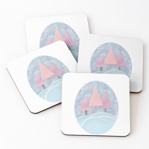 Item preview, Winter picture with pink Christmas trees  designed and sold by IrynaMaks.