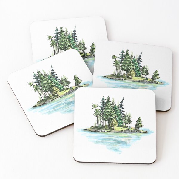 Item preview, Woodland Pine Trees Landscape Into the Forest designed and sold by CreativeBu.
