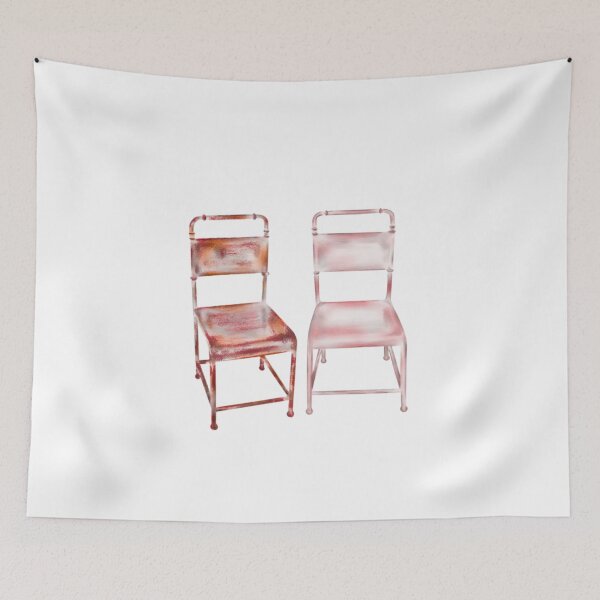 Item preview, Watercolor Illustration of two iron chairs, a rusty one and a smooth one  designed and sold by iswenyi.