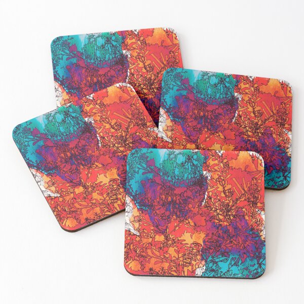 Item preview, silhouettes of flowers on abstract background designed and sold by clemfloral.