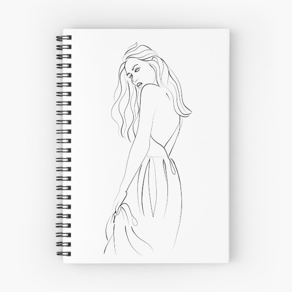Artikelvorschau, Frau mit Kleid. Porträt der jungen Frau mit den Haaren. Gesicht des schönen Mädchens. Handgezeichnete Illustration. Strichzeichnung. Linienillustration. Sexy Frau. entworfen und verkauft von OneLinePrint.
