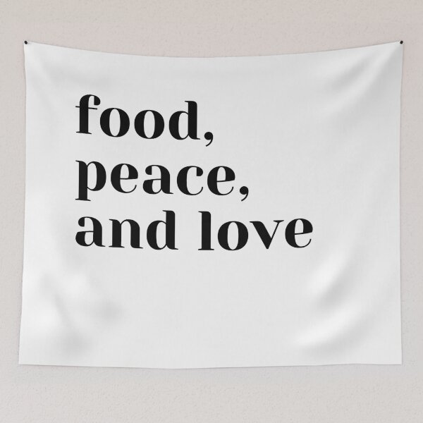 Item preview, food peace and love designed and sold by FourNuns.