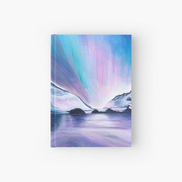 Northern Lights Acrylic painting by Linda Sholberg Hardcover Journal