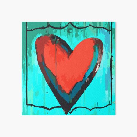 Artful Heart Turquoise & Red Art Board Print