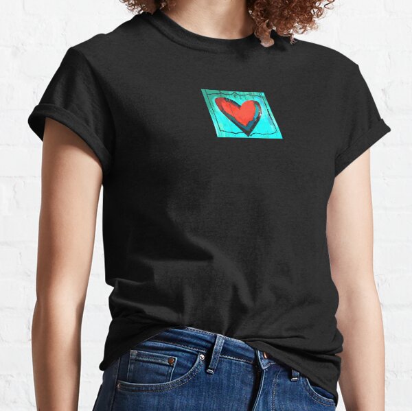 Artful Heart Turquoise & Red Classic T-Shirt