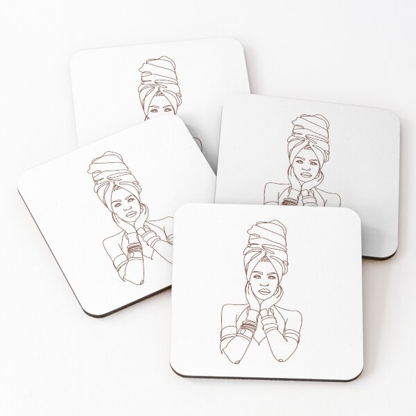 Item preview, Black women head wrap line art, Minimalist woman portrait designed and sold by OneLinePrint.