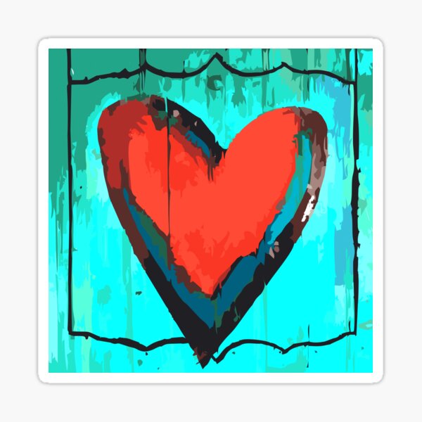 Artful Heart Turquoise & Red Sticker