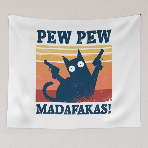 Item preview, Cat Pew Pew Madafakas Vintage Crazy Cat New Funny Graphic  designed and sold by Renergie.
